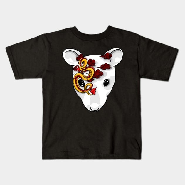 Year of the Rat - rat head with chinese ornaments Kids T-Shirt by HighFives555